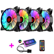 (5) 120 mm RGB-kotelotuuletin, 12 V 3/4-pinninen säädettävä synkronoitu hydraulinen laakeri, hiljainen jäähdytys PC-pöytätietokoneille