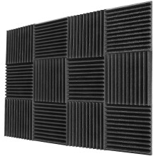 (Red) 12pcs Acoustic Foam Sound Insulation Panels, 300x300x25mm Wedges for KTV, Soundproof Studio, Multiple Colour Options