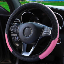(Pink) Poťah na volant NIGHTKIST, protišmyková umelá koža, univerzálna náhrada do vozidla, čierna, 14,6 x 15,0 palca, 1 balenie