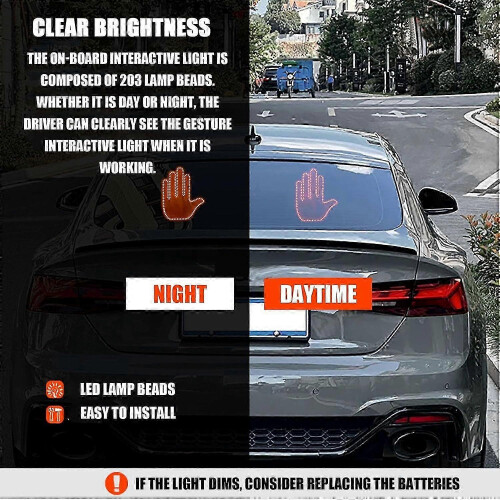 (Men) Car Safety Warning Light with Remote Control Gesture Design and High Visibility LED 2