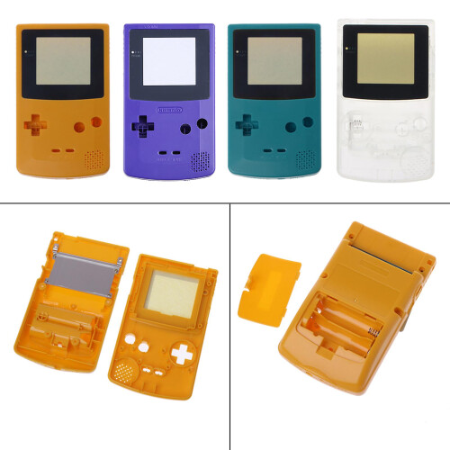 (Clear) Full Replacement Housing Shell Case Cover compatible with Nintendo Game Boy Color, Plastic, Multiple Colour Options 2