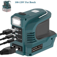 (100-120V) 220-W-Wechselrichter, kompatibel mit Bosch 18-V-Batterien BAT607 und BAT614, mit USB-C-Ausgang für Notstromversorgung im Außenbereich