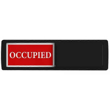 (Black) Toilet Occupancy Sign, Sliding Red-Green Status Indicator with Magnetic Backing, Acrylic 18x5cm for Office Bathroom Privacy