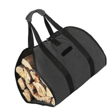 (Black) Bolsa para almacenar leña con asas reforzadas y resistente al agua para el transporte de leña al aire libre.