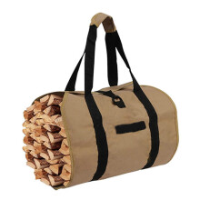 (khaki) Bolsa para almacenar leña con asas reforzadas y resistente al agua para el transporte de leña al aire libre.