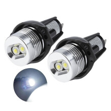 (White) LED Car Fog Light Assembly, 6W 12V Aluminium ABS, compatible with BMW 325xi 328i 328xi E90 E91 Angel Eyes Daytime Running Lamp