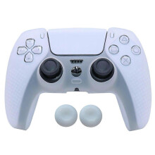 (Clear) Rutschfeste, weiche Silikon-Gamecontroller-Hülle, kompatibel mit Sony PS5-Controller, inklusive 1 Hülle und 2 Daumenkappen