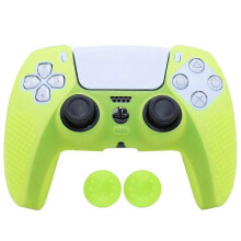 (Yellow) Rutschfeste, weiche Silikon-Gamecontroller-Hülle, kompatibel mit Sony PS5-Controller, inklusive 1 Hülle und 2 Daumenkappen