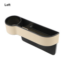 (Beige, Left) Organizador de Fenda de Assento Automotivo em Couro e ABS com Furo de Carregamento