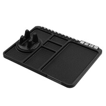 (Black) Dashboard Anti-slip Mat, Silicone, for Car Dashboard, Non-slip Holding for Keys Mobile Phone, with Telephone Number Plate, 25.6cm x 18cm