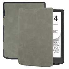 (Grey) Tablet-Hülle aus Leder, kompatibel mit Pocketbook InkPad 4, Color2, Color3, PB743 – Schutzhülle aus PU-Leder