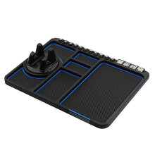 (Blue) Rutschfeste Silikonmatte für das Armaturenbrett, mit Handyhalterung und Kennzeichenhalterung, fürs Auto, 25,6 cm x 18 cm