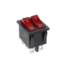 (Red) Keinukytkin 6-nastainen On-Off-kytkin punaisella ja vihreällä valolla 20A 125V AC