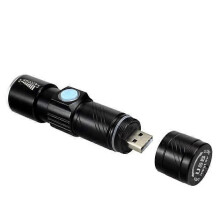 (Purple Light) USB Rechargeable LED Bike Headlight 1200 Lumen Zoom Flashlight with 360 Rotatable Mount