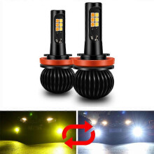 (White-Yellow, H27-880) Lâmpada de Nevoeiro LED Dupla Cor Compatível com H1 H3 H7 H8 H11 3000K 6000K 12V IP67