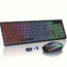 (Black) Jomaa draadloos toetsenbord en muiscombinatie met RGB-achtergrondverlichting, oplaadbaar en 2.4G-connectiviteit.