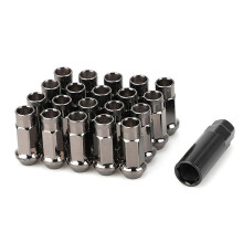 (gun black) 20 tuercas de rueda abiertas de acero azul M12x1.5 M12x1.25 compatibles con Chevrolet Subaru Hyundai Infiniti Mitsubishi