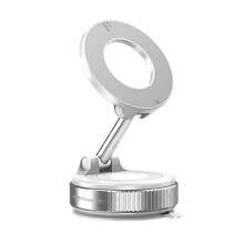 (White, K007 (White)) K007 360 Degree Rotation Magnetic Car Phone Holder, Zinc Alloy Suction Cup Mount for Dashboard and Windscreen
