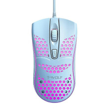 (Blue) T-Wolf V15 Kabelgebundene USB-Gaming-Maus, ergonomisches Wabenmuster, nur 71 g leicht, RGB-Beleuchtung, einstellbare DPI