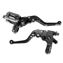 (Black, 2pcs) Nastaviteľná páka hlavného brzdového valca pre prednú brzdu motocykla s nádržkou, univerzálny hliník 22 mm 7/8 palca