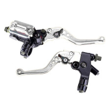 (Silvery, 2pcs) Sada nádrže páky hlavného brzdového spojkového valca motocykla kompatibilná s univerzálnymi nastaviteľnými riadidlami 7/8"