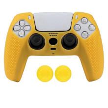 (Ginger) Rutschfeste, weiche Silikon-Gamecontroller-Hülle, kompatibel mit Sony PS5, Schutzhülle für Gamepad mit 2 Daumenkappen