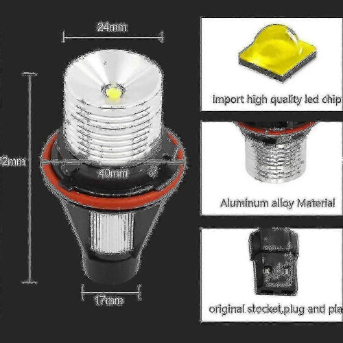 (Red) Luzes LED Angel Eyes Compatível com BMW E39 E53 E60 E61 E63 E64 E65 E66 E87, 12V, 5W, 720LM 2