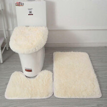 (beige) Tapete de Banheiro 3 Peças Microfibra Absorvente Antiderrapante para Chuveiro