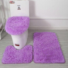 (purple) Tapete de Banheiro 3 Peças Microfibra Absorvente Antiderrapante para Chuveiro