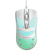 (White) T-WOLF V15 Kabelgebundene USB-Gaming-Maus mit RGB-Beleuchtung, ergonomischem Hohl-Design, nur 71 g leicht, 3-stufige DPI-Einstellung
