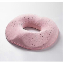 (pink) Fluweelachtig donutvormig zitkussen voor verlichting van stuitbeenpijn, draagbaar voor kantoor, auto of rolstoel, marineblauw