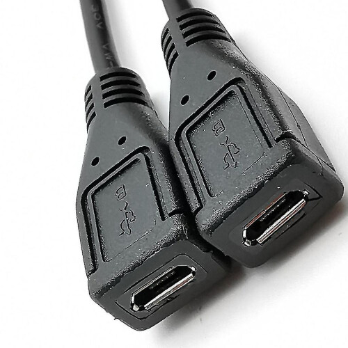 (Right turn) Micro USB Y Splitter Cable, 30cm Black, Dual Port for Simultaneous Charging and Data Sync, Compatible with Micro USB Devices 2