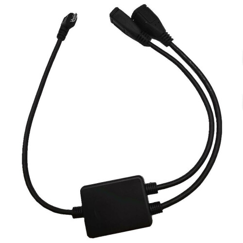 (Left bend) Micro USB Y Splitter Cable, 30cm Black, Dual Port for Simultaneous Charging and Data Sync, Compatible with Micro USB Devices 2