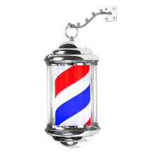(Red Blue White, 32cm) Rotating Barber Pole LED Light Sign for Hair Salon with Waterproof PC Tube and Stainless Steel Bracket