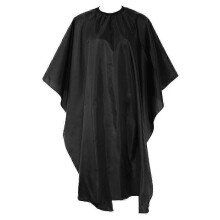 (Black) Cape de coiffure imperméable en nylon anti-statique 140x115 cm pour salon et maison