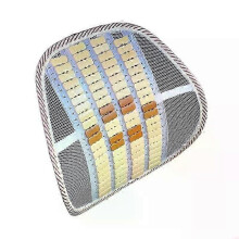 (White, Bamboo slices) Lendensteunkussen, bamboe en ademend mesh, 40x40 cm, voor houdingsondersteuning in bureaustoel en autostoel.