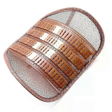 (Brown, Bamboo slices) Lendensteunkussen, bamboe en ademend mesh, 40x40 cm, voor houdingsondersteuning in bureaustoel en autostoel.