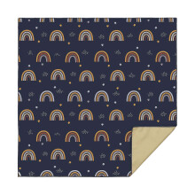 (Navy blue rainbow) Alfombrilla impermeable para silla alta bebé, antideslizante 130x130cm, protector suelo nylon para comer y jugar