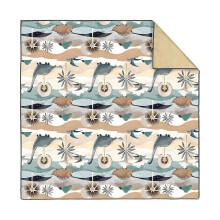 (Dinosaur World) Alfombrilla impermeable para silla alta bebé, antideslizante 130x130cm, protector suelo nylon para comer y jugar