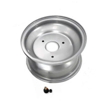 (Silver, 18x9.50) 8 tuuman rautainen moottoripyörän vanne koville maastoille, jossa on kulutuspintakuvio ja työkaluton asennus