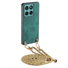 (Green) Motorola Edge 60 Fusion 5G Retro Leather Phone Case Compatible with Adjustable Strap & Anti-Drop Protection