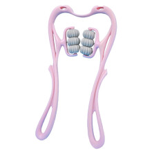 (Pink) 6 Balls 360 Rotation Neck Roller Massager, Swan Shape Handheld Deep Tissue Massage Tool for Neck Waist Legs, Pink Blue TPR PP