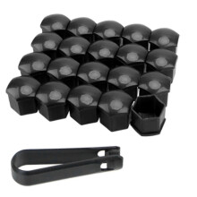 (Black, 17mm) Pyöränmutterisuojasarja irrotustyökalulla, yhteensopiva auton naparuuvien kanssa, korroosiosuojaus