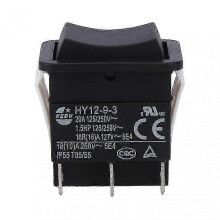 (1PC) Keinukytkin teollisuuslaitteiden kanssa, IP55 vedenpitävä, 20A 250V, musta ABS