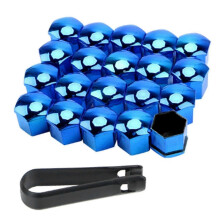 (Blue, 21MM) 20 kpl nailonisia auton pyöränmutterin korkkeja irrotustyökalulla, yhteensopiva kaikkien autojen kanssa, ruosteenesto
