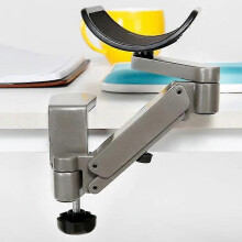 (Grey) Ergonomic Adjustable Armrest Mouse Bracket Support for Wrist Pain Relief - Aluminium Alloy Desk Mount up to 6cm Thickness