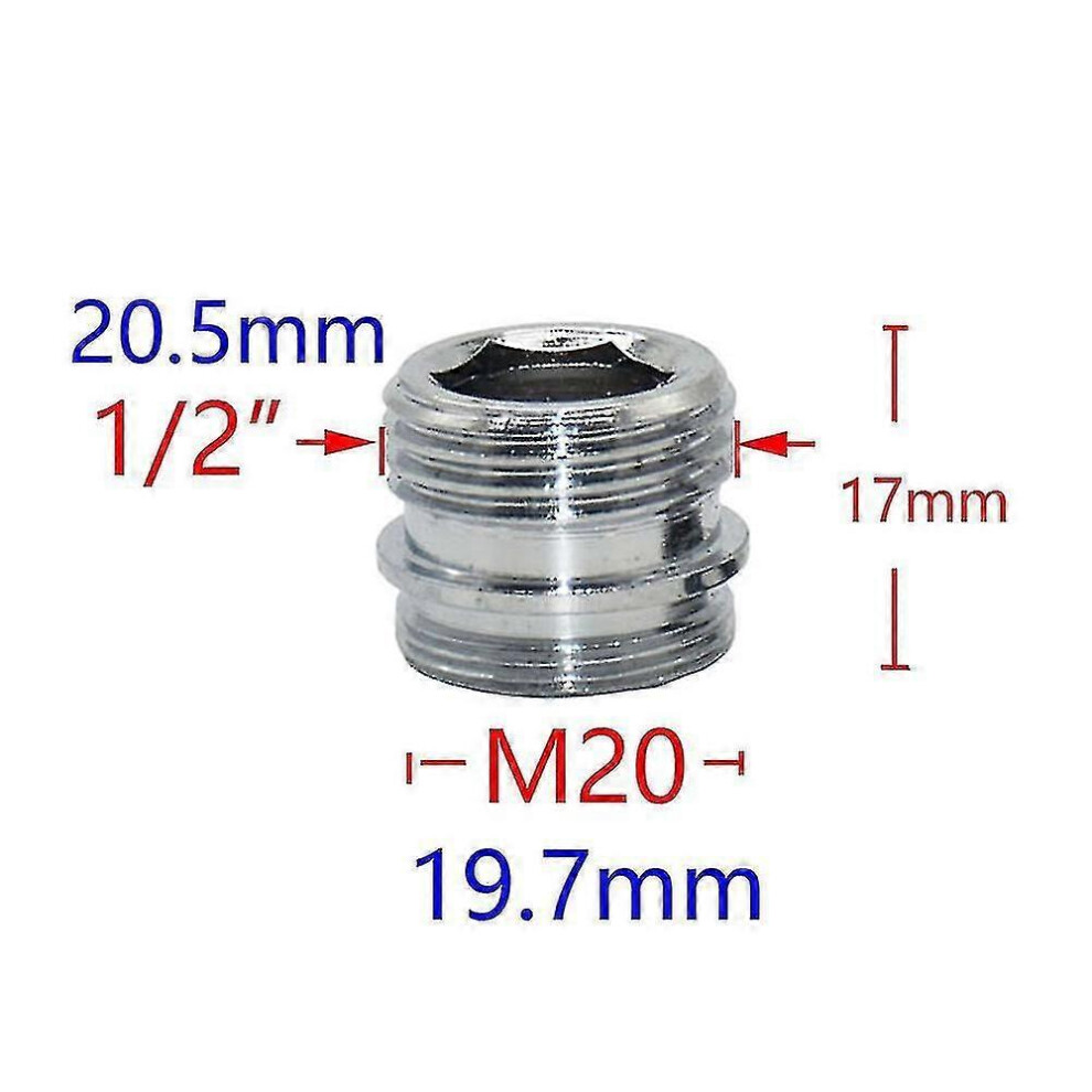 (1I2 M20) Brass Threaded Connector 1/2" To M14 M20 M22 M24 For Garden & Household Faucet 6933168062198