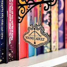 (A) Placa Organizadora de Livros em Madeira para Biblioteca com Suporte e Corrente - Fantasia, Romantasia, Adulto Jovem ou Romance Sombrio