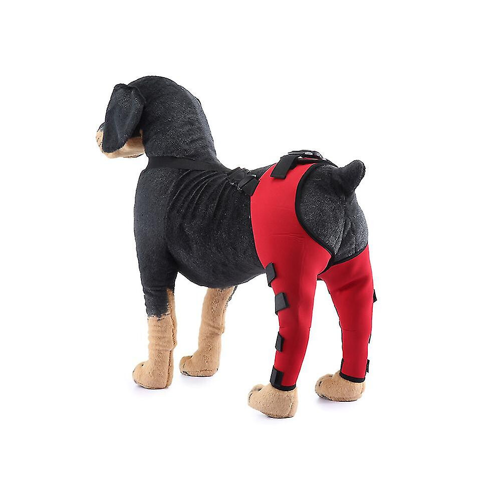 (Red, M(for 14.5-22.5kg)) Dog Knee Support Brace for Joint Injury Rehabilitation and Hind Leg Protection
