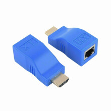 (Blue) HDMI Extender HDMI to RJ45 Over Cat 5e/6 Network Lan Ethernet Adapter, Supports 4k 1080p Up to 30m Transmission, No Extra Power Required